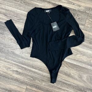 DKNY Black Long Sleeve Bodysuit NWT